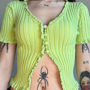 Princess Polly Zahira Green Button Up Top